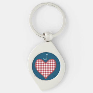 Romantische Gingham Heart Keychain personalisieren Schlüsselanhänger