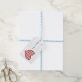 Romantische Gingham Herz- und Rote Rose-Geschenket Geschenkanhänger (Mit Garn)