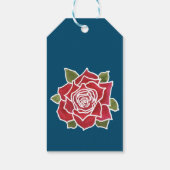 Romantische Gingham Herz- und Rote Rose-Geschenket Geschenkanhänger (Rückseite)