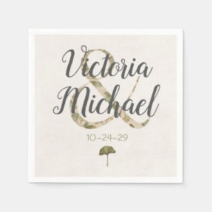 Romantische Ginkgo Initials Serviette