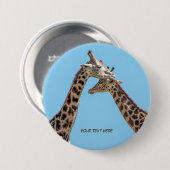 Romantische Giraffe Couple Personalisierter Name Button (Vorne & Hinten)