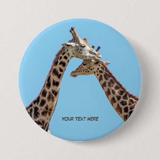 Romantische Giraffe Couple Personalisierter Name Button (Vorderseite)