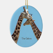 Romantische Giraffe Couple Portrait Name Keramik Ornament (Rechts)