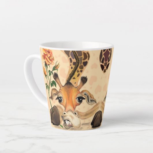Romantische Giraffe - Fügen Sie Ihr Foto / Ihren N Milchtasse (Linke Ecke)
