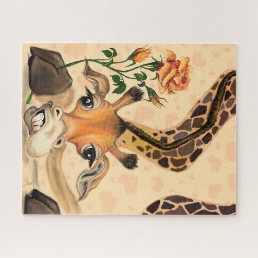 Romantische Giraffe Funny Jigsaw Puzzle (Horizontal)
