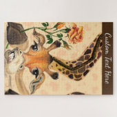Romantische Giraffe Funny Jigsaw Puzzle Custom Tex (Horizontal)