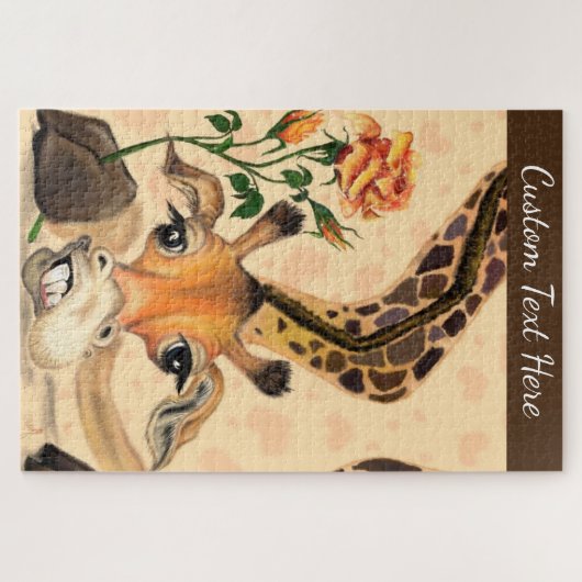 Romantische Giraffe Funny Jigsaw Puzzle Custom Tex (Horizontal)