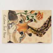 Romantische Giraffe Funny Puzzle Geschenk Custom T (Horizontal)