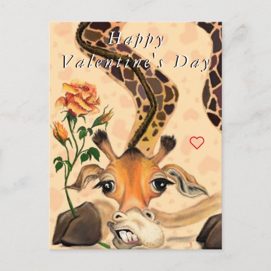 Romantische Giraffe Funny Valentine's Day Card Postkarte (Vorderseite)