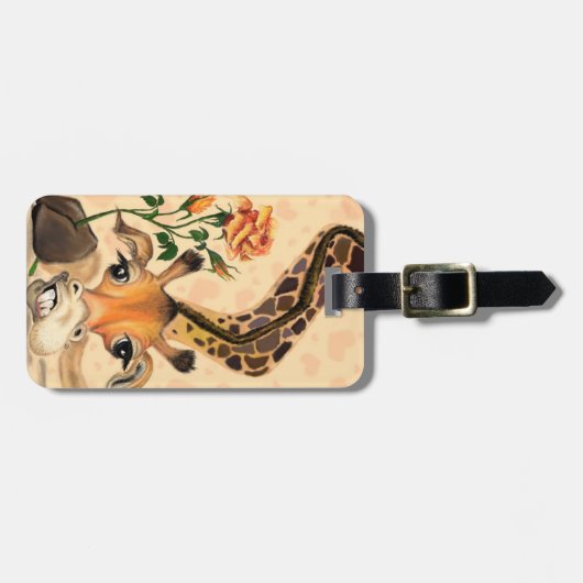 Romantische Giraffe - Gentleman - Funny Gepäckanhänger (Vorderseite horizontal)