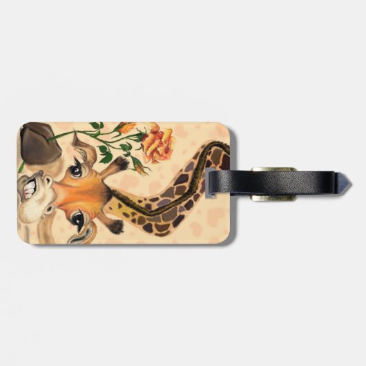 Romantische Giraffe - Gentleman - Funny Gepäckanhänger (Rückseite horizontal)