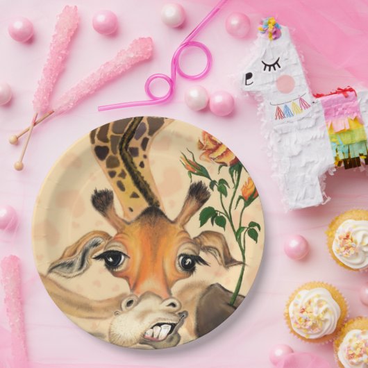 Romantische Giraffe - Gentleman - Funny Pappteller (Party)