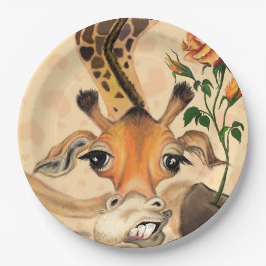 Romantische Giraffe - Gentleman - Funny Pappteller (Vorderseite)