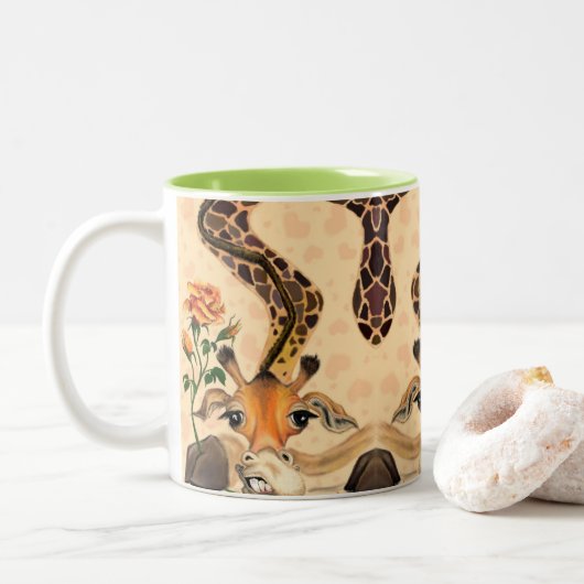 Romantische Giraffe - Gentleman - Funny Zweifarbige Tasse (Mit Donut)