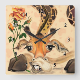 Romantische Giraffe - Gentleman - Ihren Text hinzu Quadratische Wanduhr