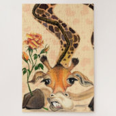Romantische Giraffe mit Rose Funny Puzzle (Vertikal)