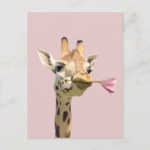 Romantische Giraffe Rosa Tulip für ein Liebes Postkarte (Vorderseite)
