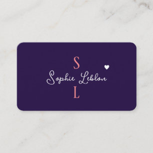 Romantische Girly Calligraphy Mit Monogramm Visitenkarte