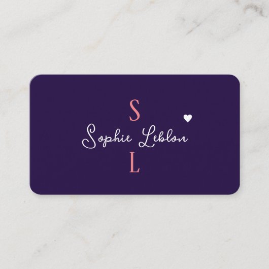 Romantische Girly Calligraphy Mit Monogramm Visitenkarte (Vorderseite)