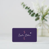 Romantische Girly Calligraphy Mit Monogramm Visitenkarte (Stehend Vorderseite)