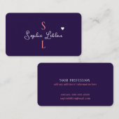 Romantische Girly Calligraphy Mit Monogramm Visitenkarte (Vorne/Hinten)