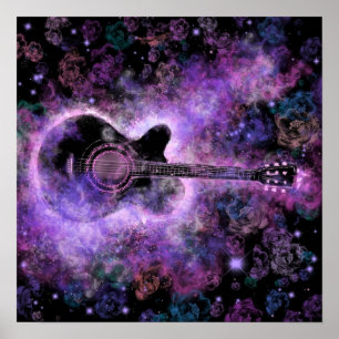 Romantische Gitarrenmusik Lila Postermalerei Poster