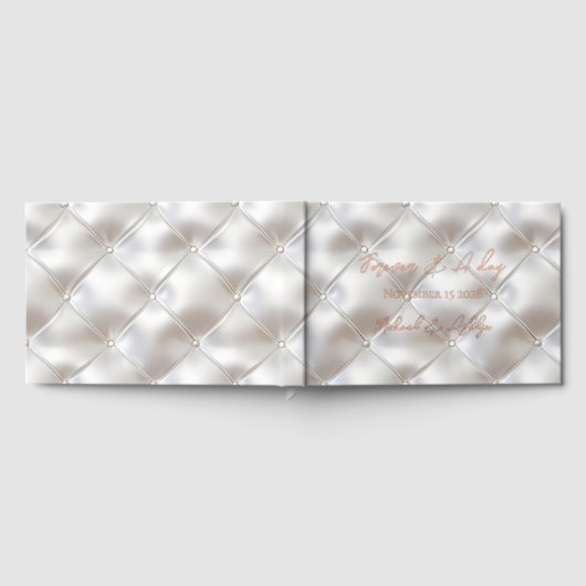 Romantische Glam White Imitats Leather Wedding Gästebuch (Voll)