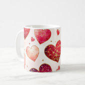 Romantische Glitterie Gold Rosa Rosa Herz Valentin Kaffeetasse (Vorderseite Links)