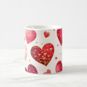 Romantische Glitterie Gold Rosa Rosa Herz Valentin Kaffeetasse (Mittel)