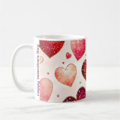 Romantische Glitterie Gold Rosa Rosa Herz Valentin Kaffeetasse (Links)