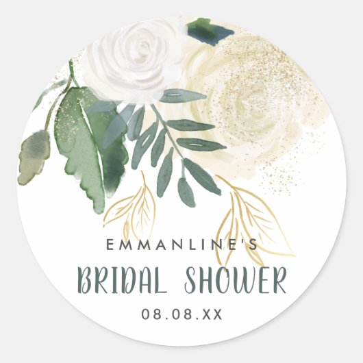 Romantische Glitzer Rose Brautparty Runder Aufkleber (Vorderseite)