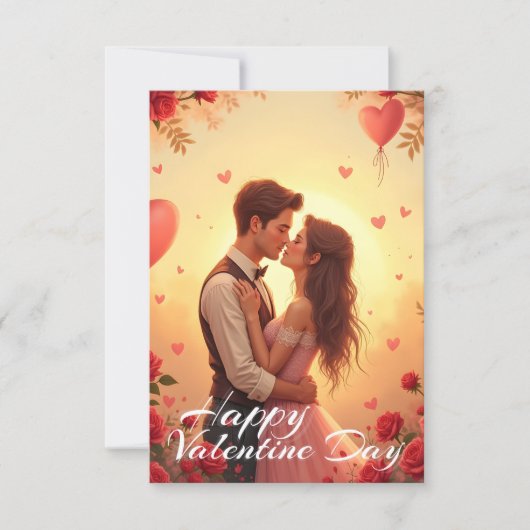 Romantische glückliche Valentinstag-Paar-Kunst (Vorderseite)