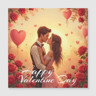 Romantische glückliche Valentinstag-Paar-Kunst Magnetkarte