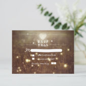 Romantische Glühwürmchen rustikale Lichter Hochzei RSVP Karte (Stehend Vorderseite)