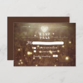 Romantische Glühwürmchen rustikale Lichter Hochzei RSVP Karte (Vorne/Hinten)