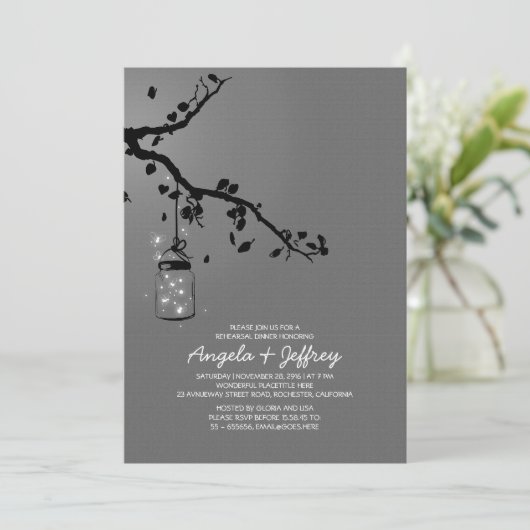 Romantische Glühwürmchen zum Abendessen in der Pro Einladung (Stehend Vorderseite)