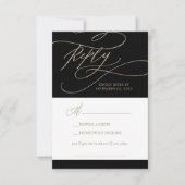 Romantische Gold Calligraphy Black Song RSVP Karte (Vorderseite)