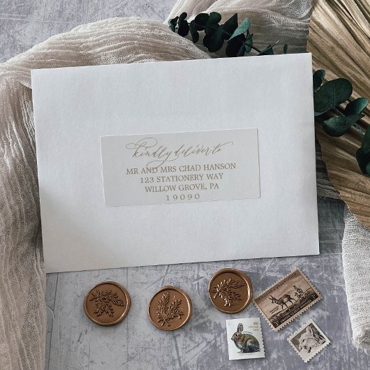 Romantische Gold Calligraphy Guest Address Labels