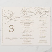 Romantische Gold-Elfenbein-Hochzeit-Tischnummer (Vorderseite)