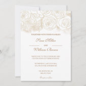 Romantische Gold Floral Rose Moderne Hochzeit Einladung (Vorderseite)