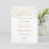 Romantische Gold Floral Rose Moderne Hochzeit Einladung (Stehend Vorderseite)