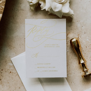 Romantische Gold Foil Wedding Simple RSVP Card Folie Einladungspostkarte