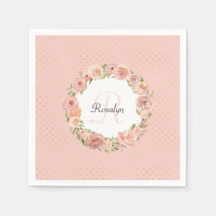 Romantische Gold gepunktete Rose Blumenname Mit Mo Serviette