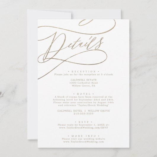 Romantische Gold Monogram Front and Back Wedding Einladung (Rückseite)