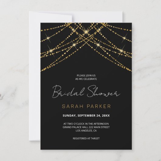 Romantische Gold String Wedding Einladung (Vorderseite)