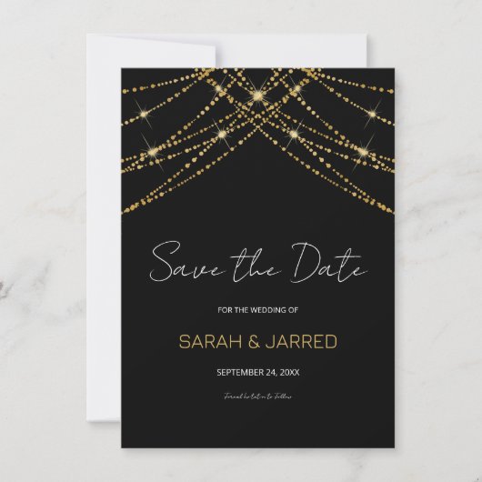 Romantische Gold String Wedding Save The Date (Vorderseite)