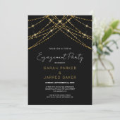 Romantische Gold String Wedding Verlobung Einladung (Stehend Vorderseite)