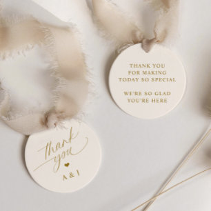 Romantische Gold- und Elfenbein-Creme-Hochzeit Dan Geschenkanhänger