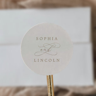 Romantische Gold- und Elfenbein-Hochzeitssiegel fü Runder Aufkleber
