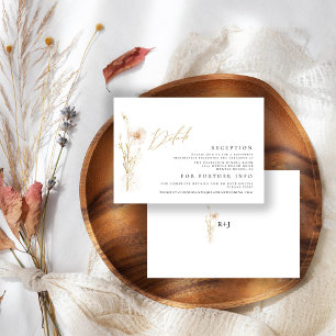 Romantische Gold- und Rosé gepresste Blumen Hochze Begleitkarte